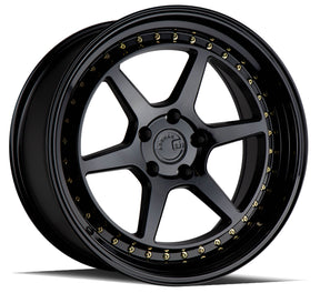 Aodhan DS09 18X10.5 5X114.3 +22 Offset Wheel - Gloss Black W /Gold Rivets - Aodhan Aftermarket Wheel