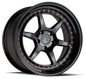 Aodhan DS09 18X9.5 5X114.3 +22 Offset Wheel - Gloss Black W /Gold Rivets - Aodhan Aftermarket Wheel