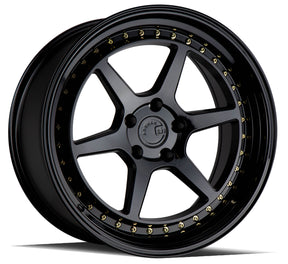 Aodhan DS09 19X11 5X114.3 +22 Offset Wheel - Gloss Black W /Gold Rivets - Aodhan Aftermarket Wheel