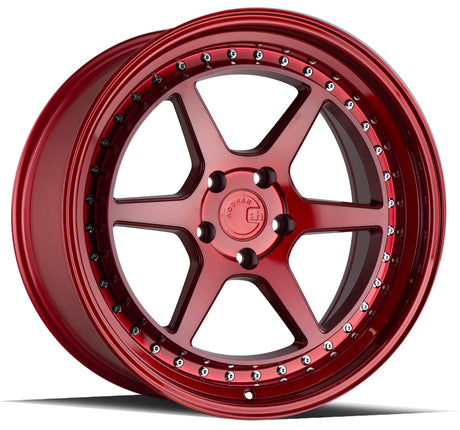 Aodhan DS09 18X9.5 5X114.3 +15 Offset Wheel - Candy Red w/ (Chrome Rivets) - Aodhan Aftermarket Wheel