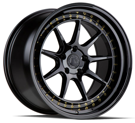 Aodhan DS-X 18X10.5 5X114.3 +15 Offset Wheel - Gloss Black W /Gold Rivets
