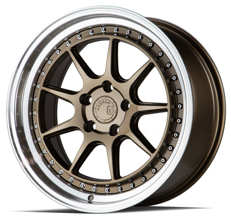 Aodhan DS-X 18X8.5 5X100 +35 Offset Wheel - Bronze w/Machined Lip