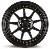 Aodhan DS-X 18X8.5 5X114.3 +35 Offset Wheel - Gloss Black W /Gold Rivets