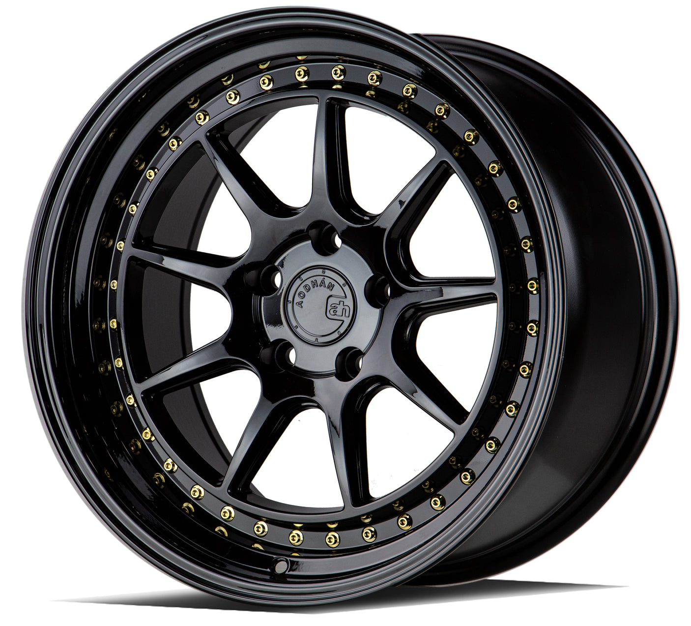 Aodhan DS-X 18X8.5 5X114.3 +35 Offset Wheel - Gloss Black W /Gold Rivets