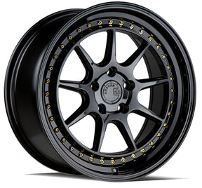 Aodhan DS-X 18X9.5 5X114.3 +15 Offset Wheel - Gloss Black W /Gold Rivets