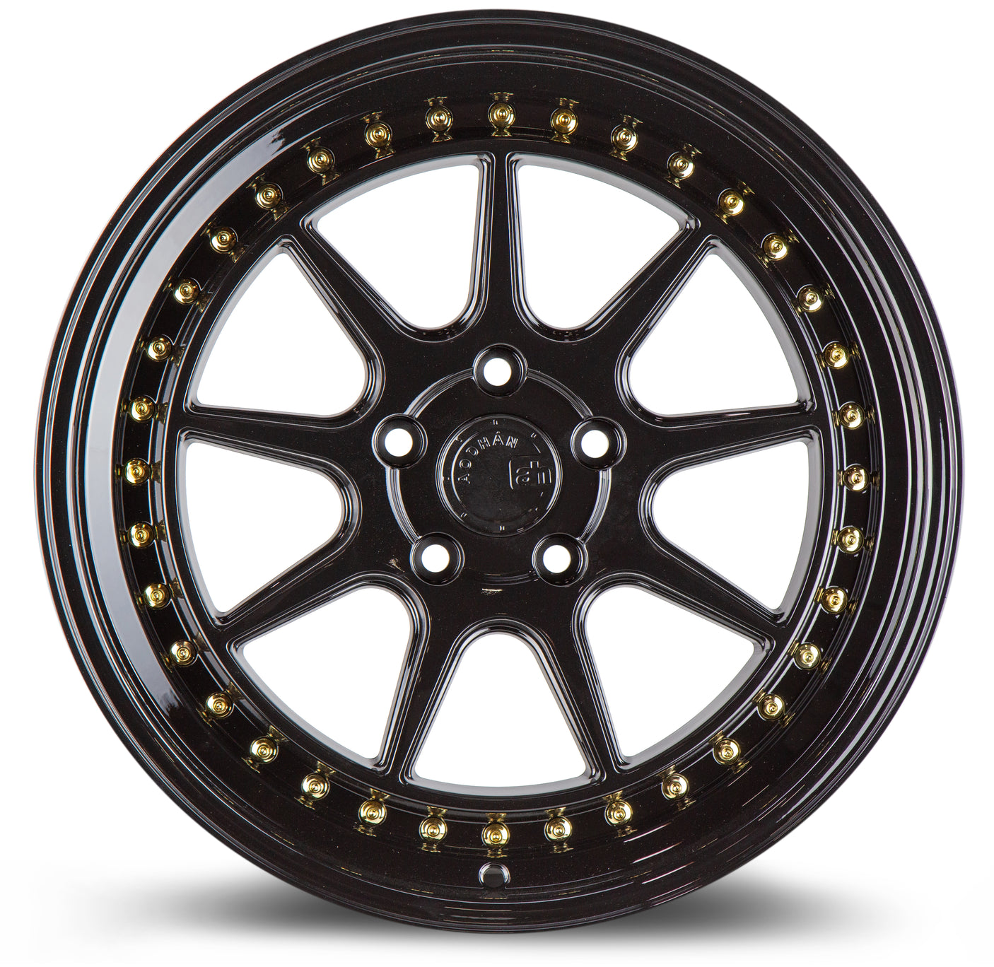 Aodhan DS-X 18X9.5 5X114.3 +22 Offset Wheel - Gloss Black W /Gold Rivets