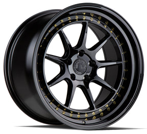 Aodhan DS-X 19X11 5X114.3 +15 Offset Wheel - Gloss Black W /Gold Rivets