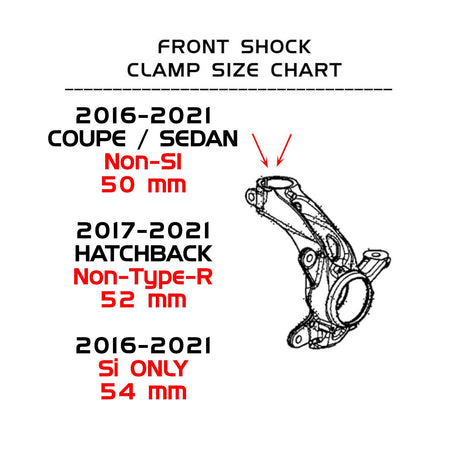 MSS0129-A Civic front clamp-size application chart