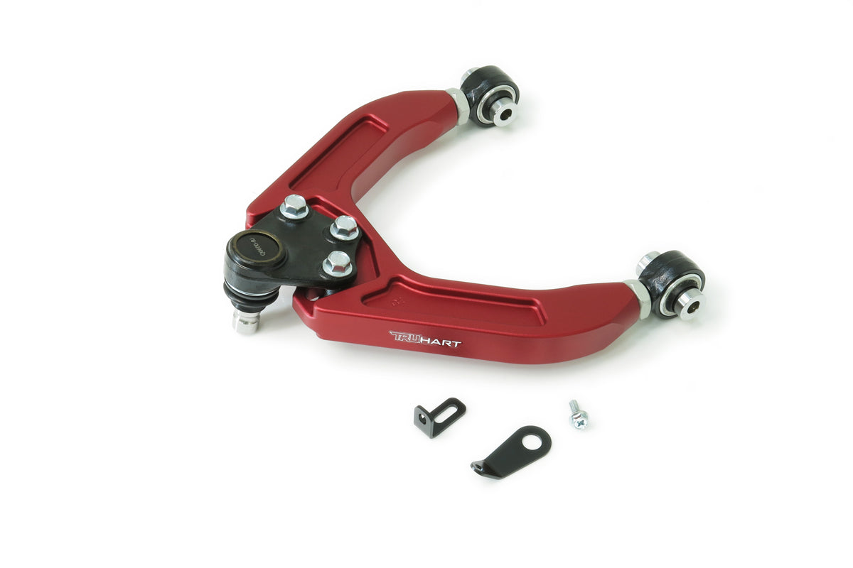 Front Upper Camber Kit Red w/ Pillowball Bushings For 17+ Tesla Model 3 21+ Tesla Model Y TruHart