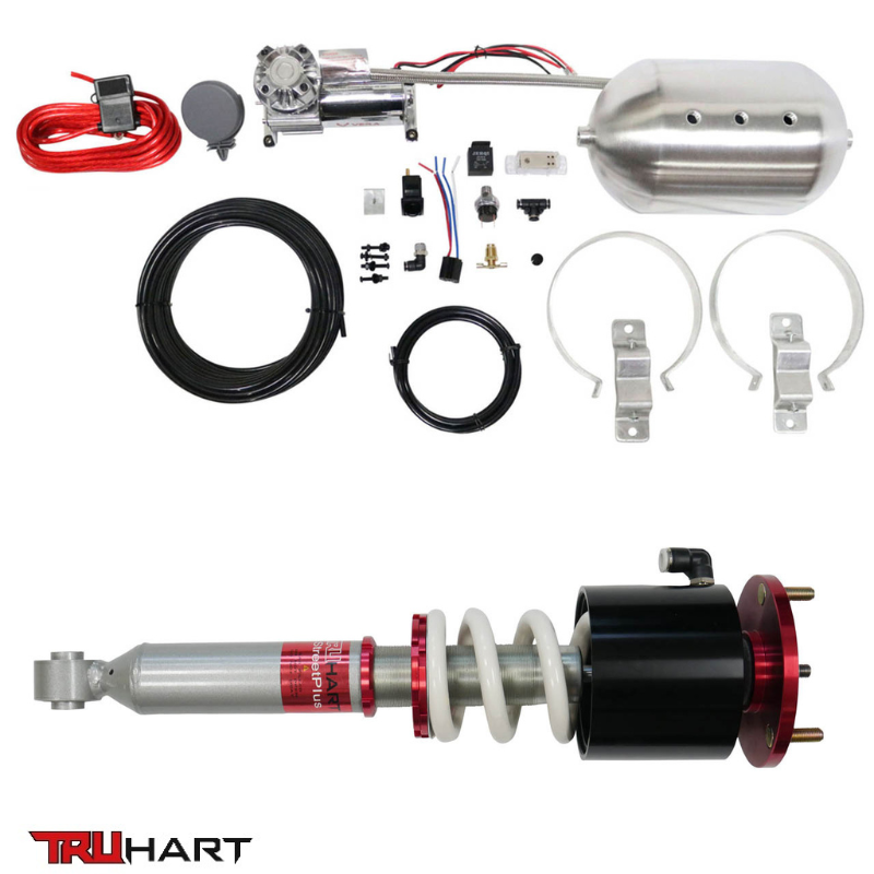 TruHart StreetPlus Coilovers w/ Front Air Cups Plus Silver Management For 93-98 BMW 3-Series E36 (Incl M3), RWD