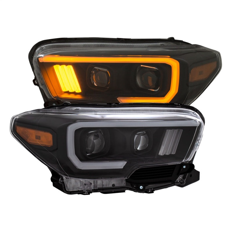 ANZO 2016-2017 Toyota Tacoma Projector Headlights w/ Plank Style Switchback Black w/ Amber