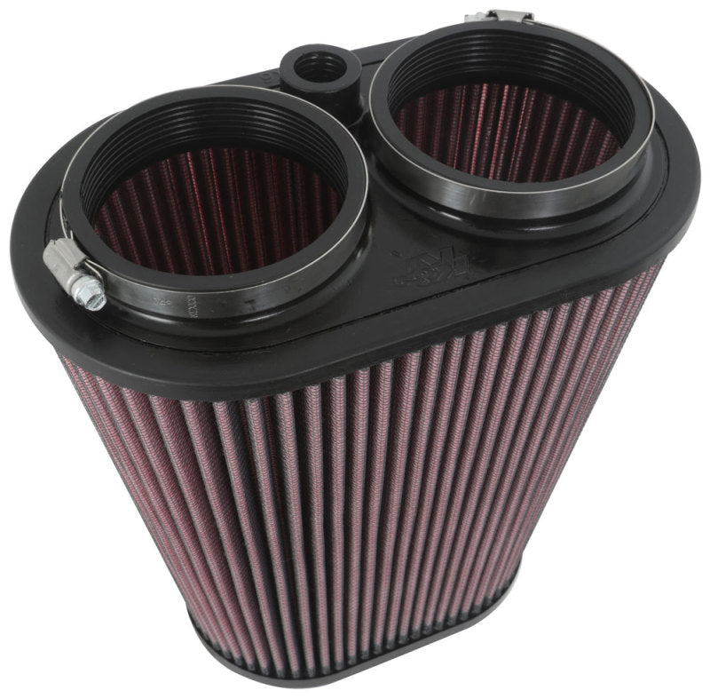 K&N Universal Clamp-On Air Filter 3-1/8in Dual FLG  8-7/8in X 5-3/16 B 6-1/4in X 4IN T, 9inH W/STUD