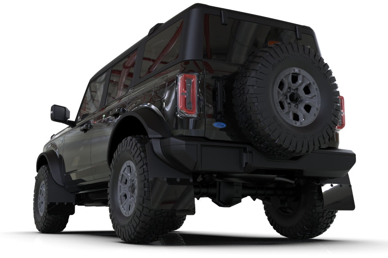 Rally Armor 21-25 Ford Bronco (Plstc Bmpr + RR - NO Rptr/Sprt) Blk Mud Flap w/Cy Orange Logo