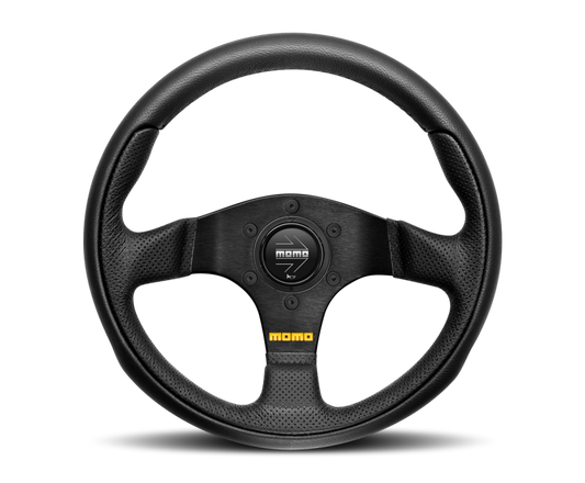 Momo Team Steering Wheel 300 mm - 4 Black Leather/Black Spokes