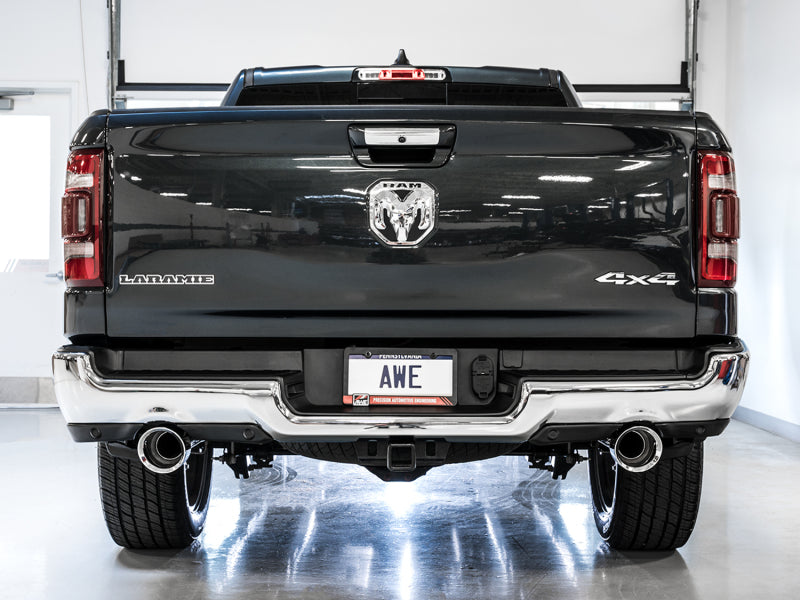 AWE Tuning 19-21 RAM 1500 5.7L (w/Cutouts) 0FG Dual Rear Exit Cat-Back Exhaust - Chrome Silver Tips