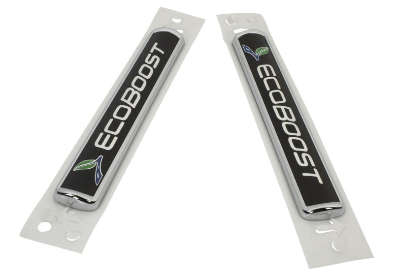 Ford Racing Black/Silver EcoBoost Emblem 3-1/2in x 9/16in - Set of 2